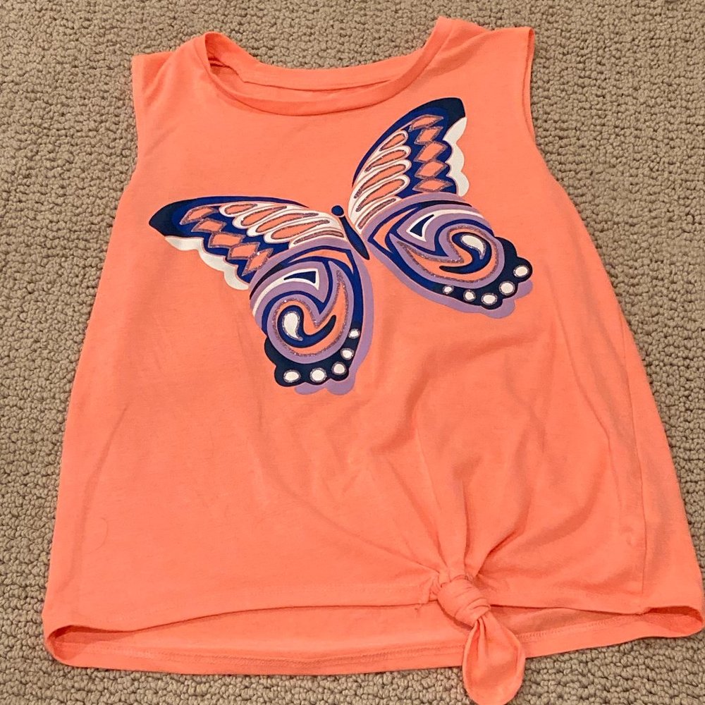pink butterfly tank top
